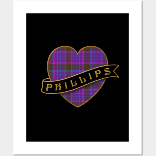 The PHILLIPS Family Tartan - Retro Heart & Ribbon Family Insignia Posters and Art